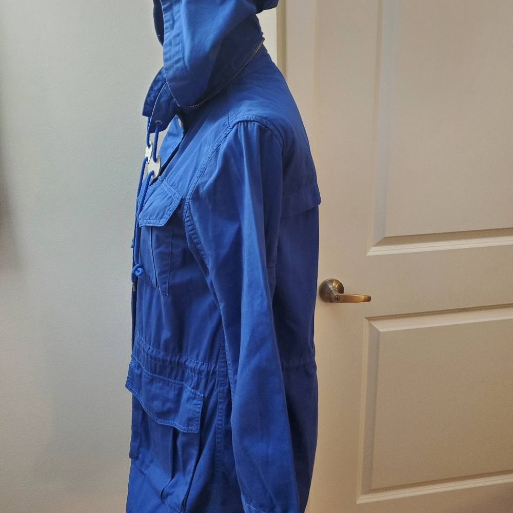 J.Crew Fatigue Hooded Jacket Cobalt blue Sz XS - Picture 2 of 9
